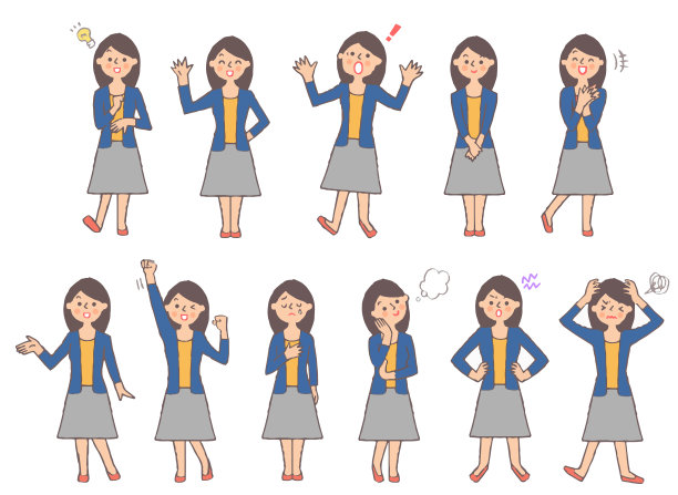 年轻女子面部表情变化集A图片下载