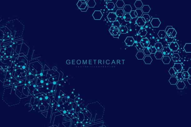 几何抽象背景与连接的线和点。结构分子和通信。大数据可视化。医学技术科学背景矢量插图。图片下载