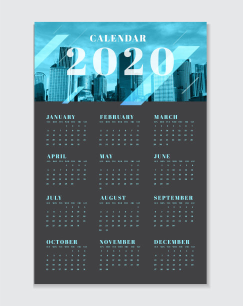 2020年的日历计划器模板。现代设计。矢量图素材图片