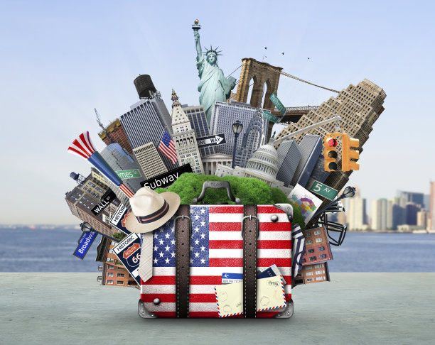 美国国旗手提箱图片下载