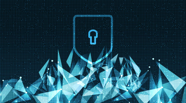 数字系统技术屏蔽安全，保护和连接概念背景设计。矢量插图。素材图片