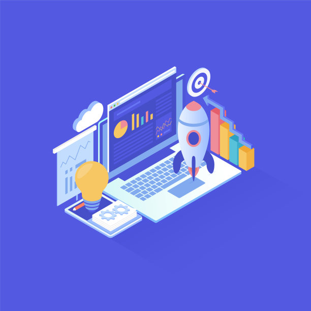 启动设计在等距矢量插图图片下载