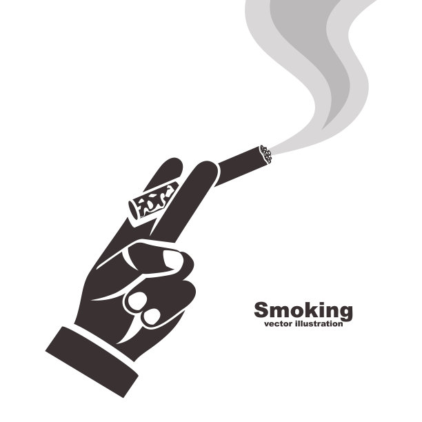 手握香烟的男人黑色剪影图片下载