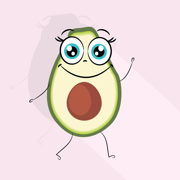 卡通人物牛油果的矢量图像，表情滑稽的牛油果，牛油果贴纸图片下载