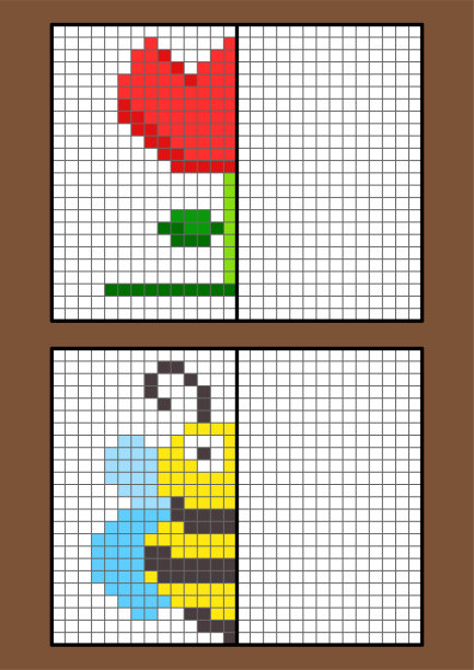 在正方形中绘制与样本图像反向。给每一幅对称的画的另一半上色图片下载