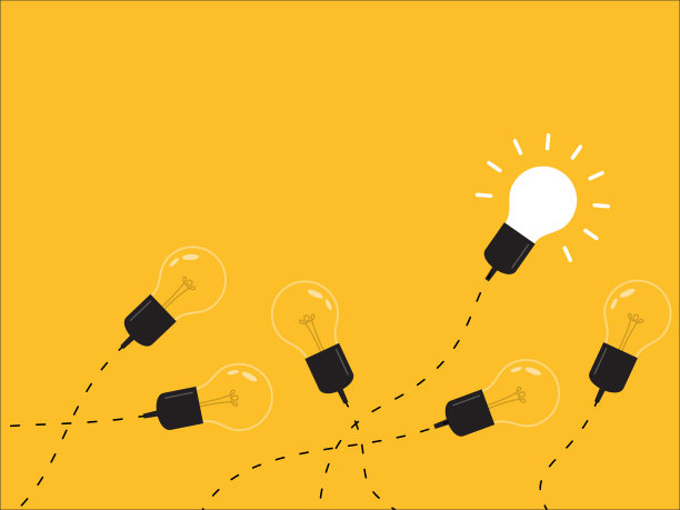 与众不同的思考，从人群中脱颖而出——灯泡的图形代表了经营理念。新观念、变化、潮流、勇气、创造性解决方案、创新和独特方式的观念。图片下载