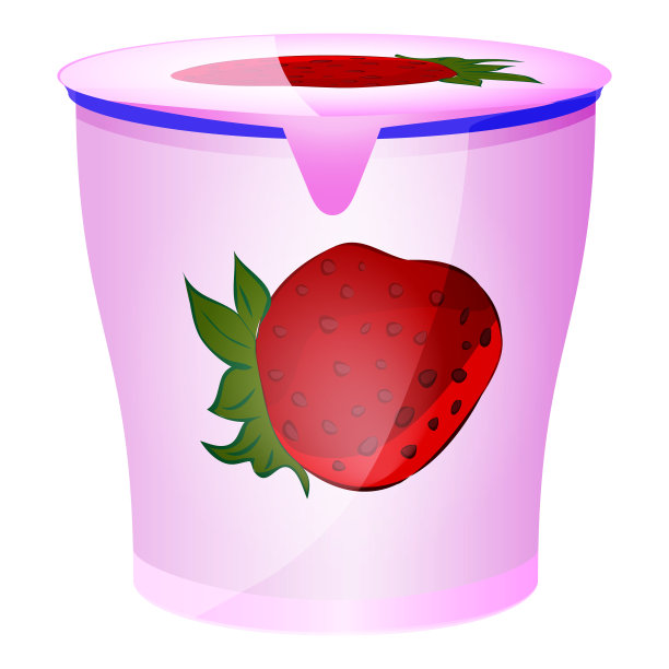 水果酸奶在塑料容器孤立在白色的背景。平的风格。矢量插图。图片下载