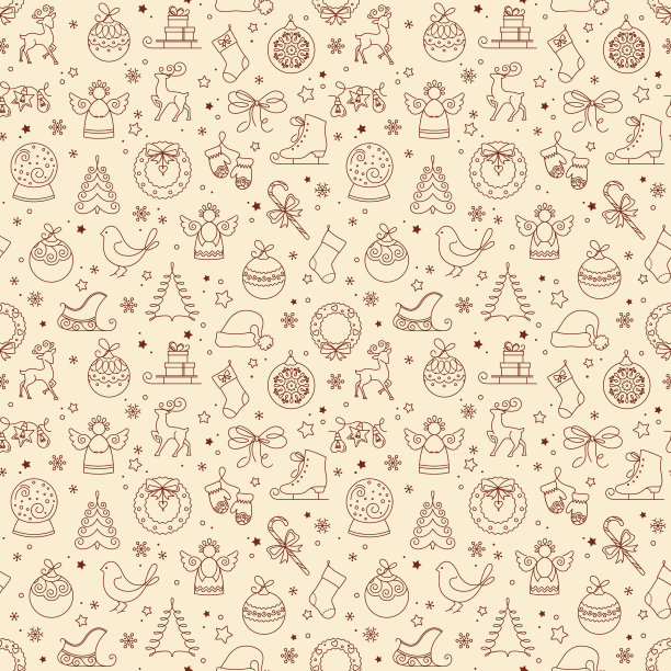 圣诞矢量图标设置与模式的背景打印，网络，和打印图片下载