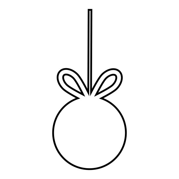 圣诞树球与丝带蝴蝶结的广告大销售概念图标轮廓黑色彩色矢量插图平面风格的形象图片下载