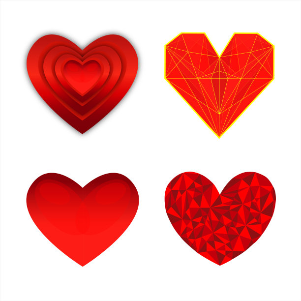 一套不同的心形图案在白色的背景图片下载