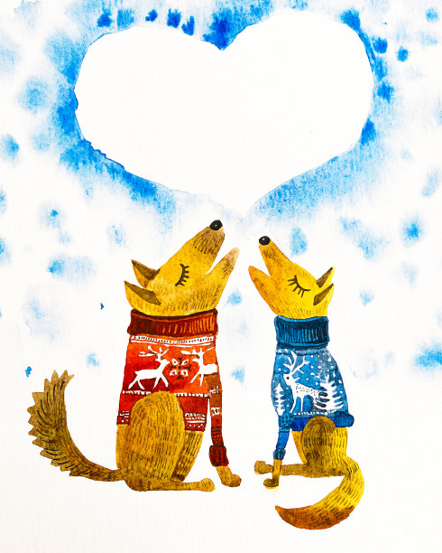 圣诞水彩贺卡图片下载