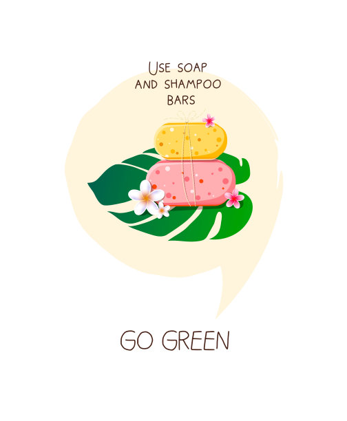 绿色矢量引用，动力。使用肥皂和洗发水。图片下载