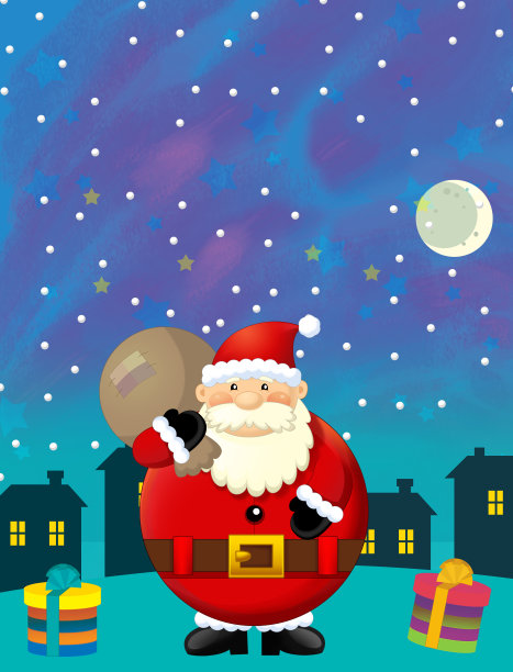 圣诞快乐的场景与圣诞老人图片下载