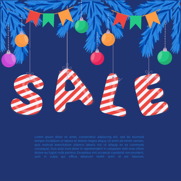 圣诞节销售设计模板与彩色的圣诞树和球。图片下载