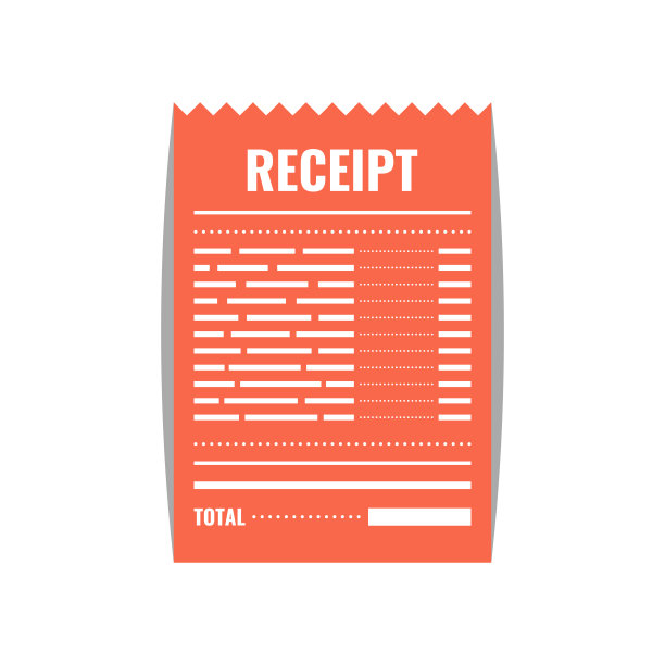 收据图标。发票的迹象。账单atm模板或餐厅纸质财务支票。矢量插图。图片下载