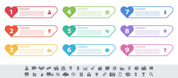 信息图设计的商业概念有9个步骤图片下载