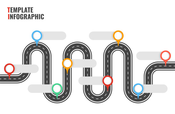 导航曲折道路矢量道路地图信息图。路图模板。矢量插图。图片下载