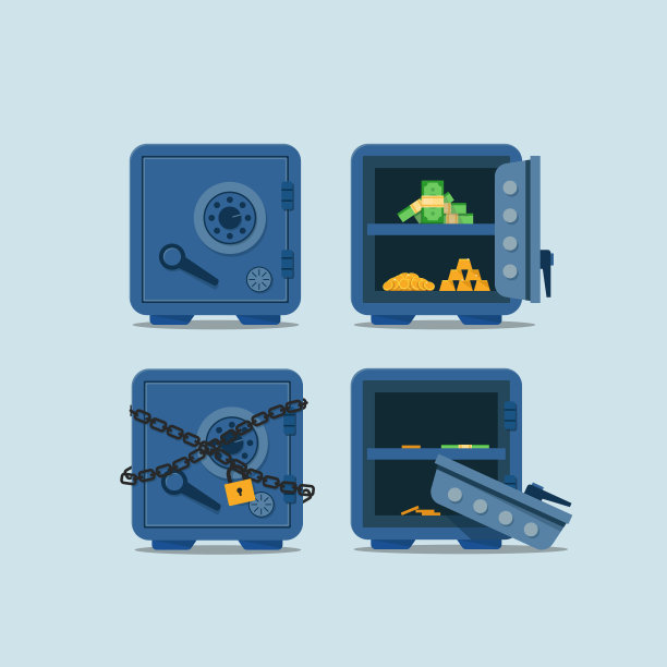 打开装满钱的保险柜，一套防盗金属保险柜图片下载