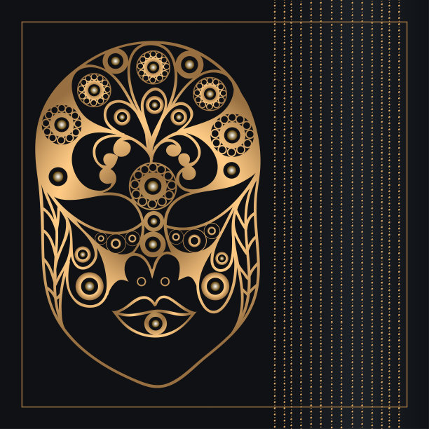 图形插图与金色面具8图片下载
