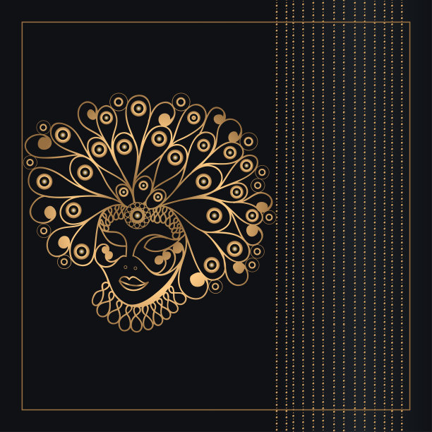 图形插图与金色面具4图片下载