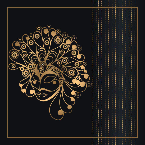 图形插图与金色面具7图片下载