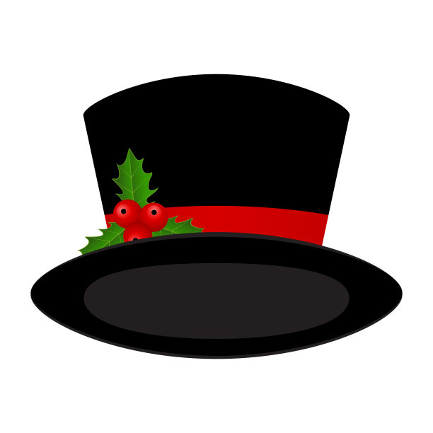 圣诞黑帽白背景图片下载