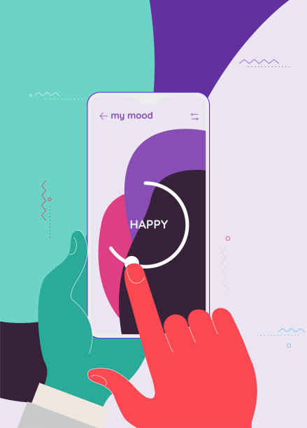 时尚响应式冥想和情绪UI与3d模型图片下载