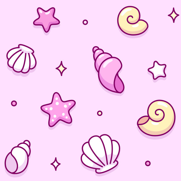 卡通贝壳无缝图案图片下载