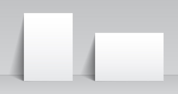 两张白纸靠在墙上模板，A4纸页，模型，纸在墙上-股票矢量图片下载