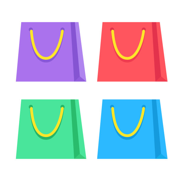 矢量购物袋设置孤立的白色背景图片下载
