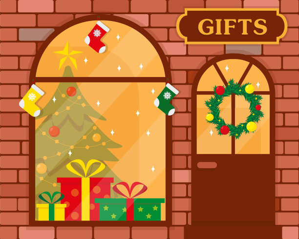 礼品商店或圣诞商店的建筑外观。图片下载