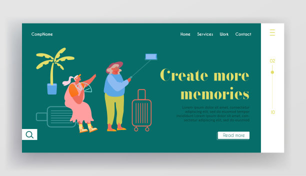 成熟游客旅游网站登陆页。一对老年女夫妇在异国旅行时自拍。愉快的老年妇女与行李在旅游网页横幅。卡通平面矢量插图图片下载