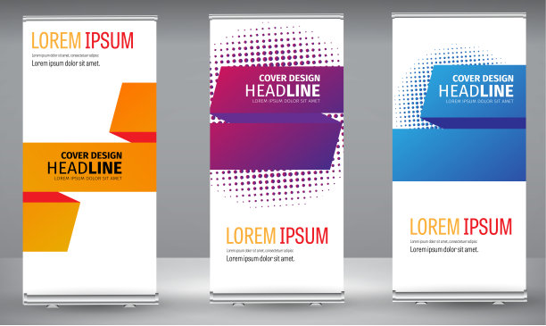 卷旗彩色几何标尺商业宣传册模板设计。图片下载