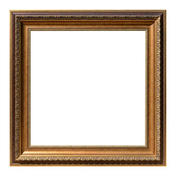 古董金框孤立在白色背景复古风格图片下载