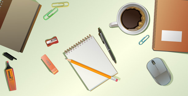 办公室的桌子上。向量。从以上观点。设计网站，海报，广告，社交网络上的个人资料。工作场所。一片混乱。书，笔记本，钢笔，铅笔。学校。学生,老师。艺术家,程序员,自由职业者。图片下载