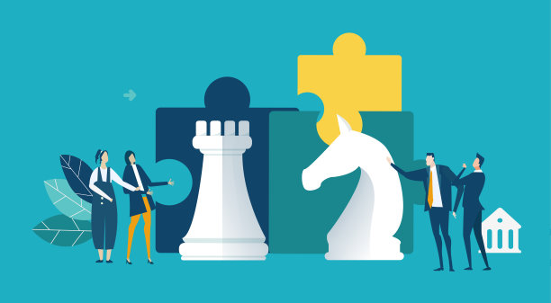 与国际象棋数字打交道的商人。改进商业策略以取得成功。实现目标，一起工作，下象棋。马和城堡一起移动。图片下载