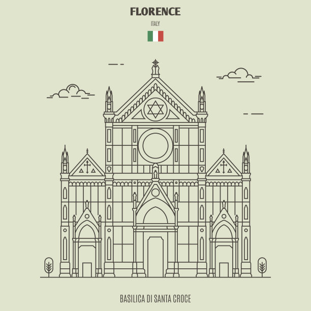 意大利佛罗伦萨的圣十字大教堂。具有里程碑意义的图标图片下载