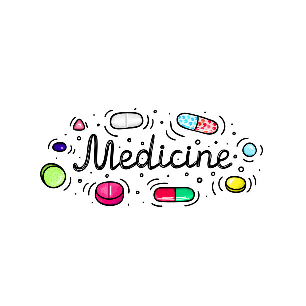 很多药片和胶囊。药物或膳食补充剂。健康的生活方式。酒精的标志风格。涂鸦图片下载