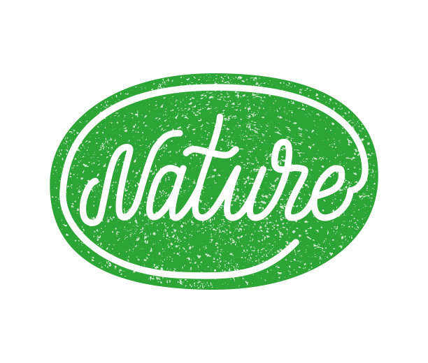 绿色贴纸与自然手绘刻字题词图片下载