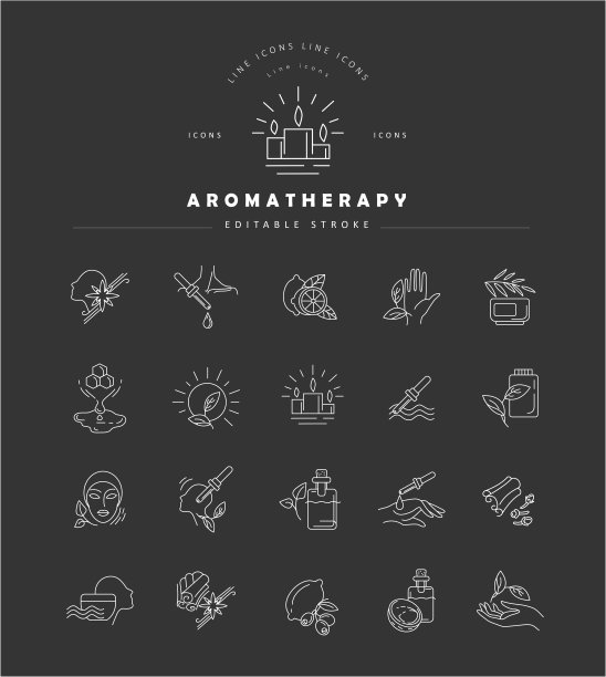 矢量图标和标志的芳香疗法。可编辑大纲中风图片下载