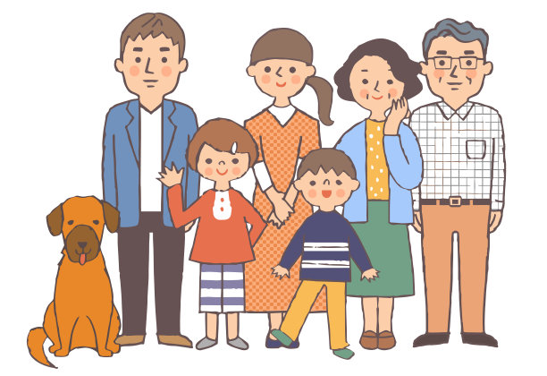 微笑3代家庭和狗图片下载