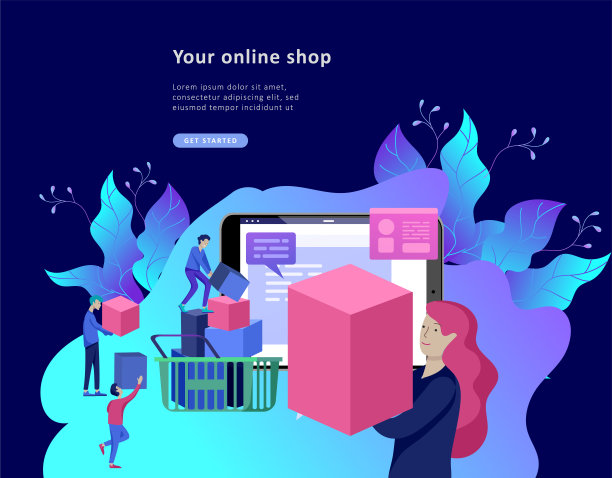 网上购物登陆页面模板。现代平面网页设计理念图片下载