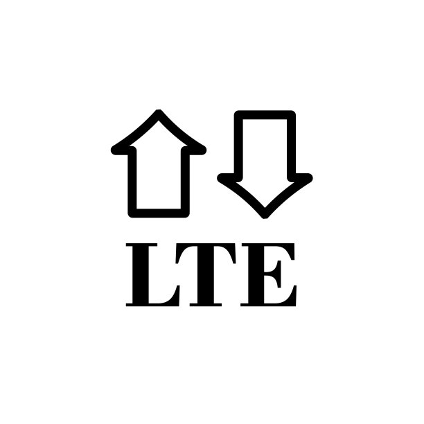 LTE文本和箭头简约灰色图标。阴影和白色背景图片下载