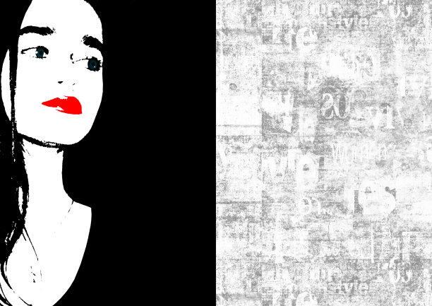 混合媒体。当代艺术时尚女性肖像。美丽的女性的脸图片下载