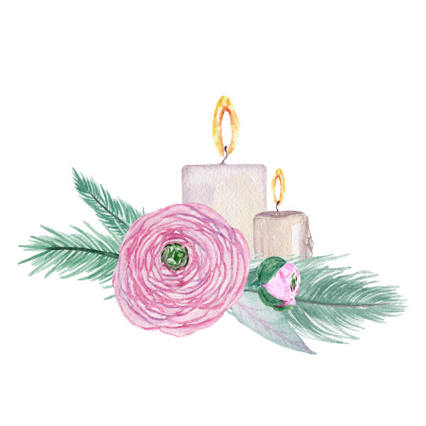 可爱的水彩手绘圣诞套装制作卡片，包装纸和剪贴簿。圣诞贺卡。图片下载