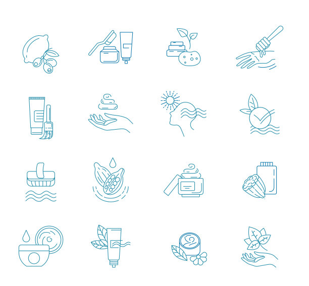 矢量图标和标志的天然化妆品和护理干燥皮肤图片下载