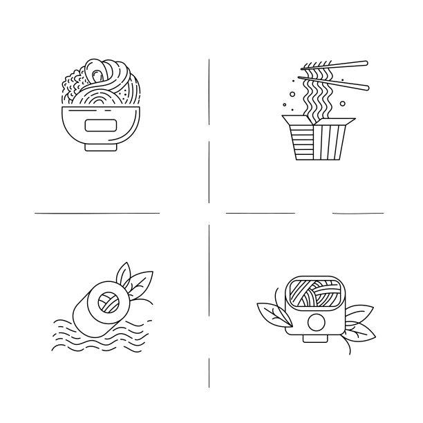 矢量图标和标志的亚洲，日本食品和海鲜图片下载