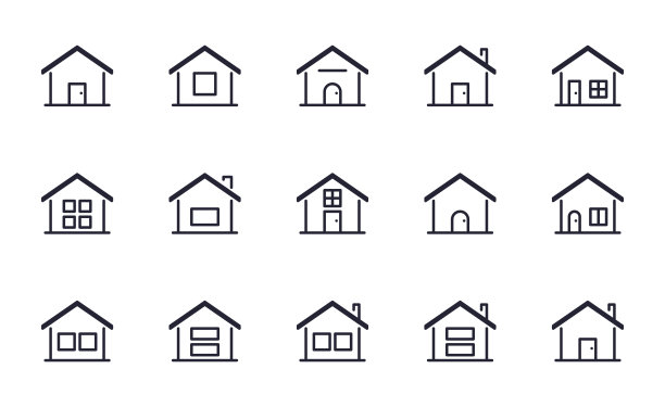 房屋、住宅、房地产矢量图标素材图片下载