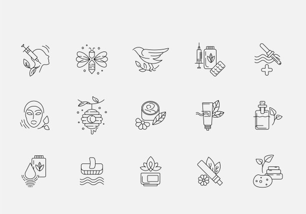 矢量图标和标志的替代医学。可编辑大纲中风图片下载