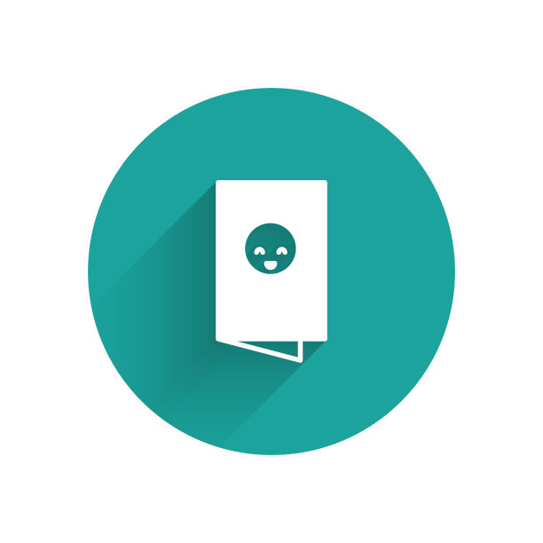 白色婴儿淋浴邀请卡，海报，问候，模板，鹳图标孤立与长影子。生日派对快乐卡片。绿色圆圈按钮。矢量图图片下载